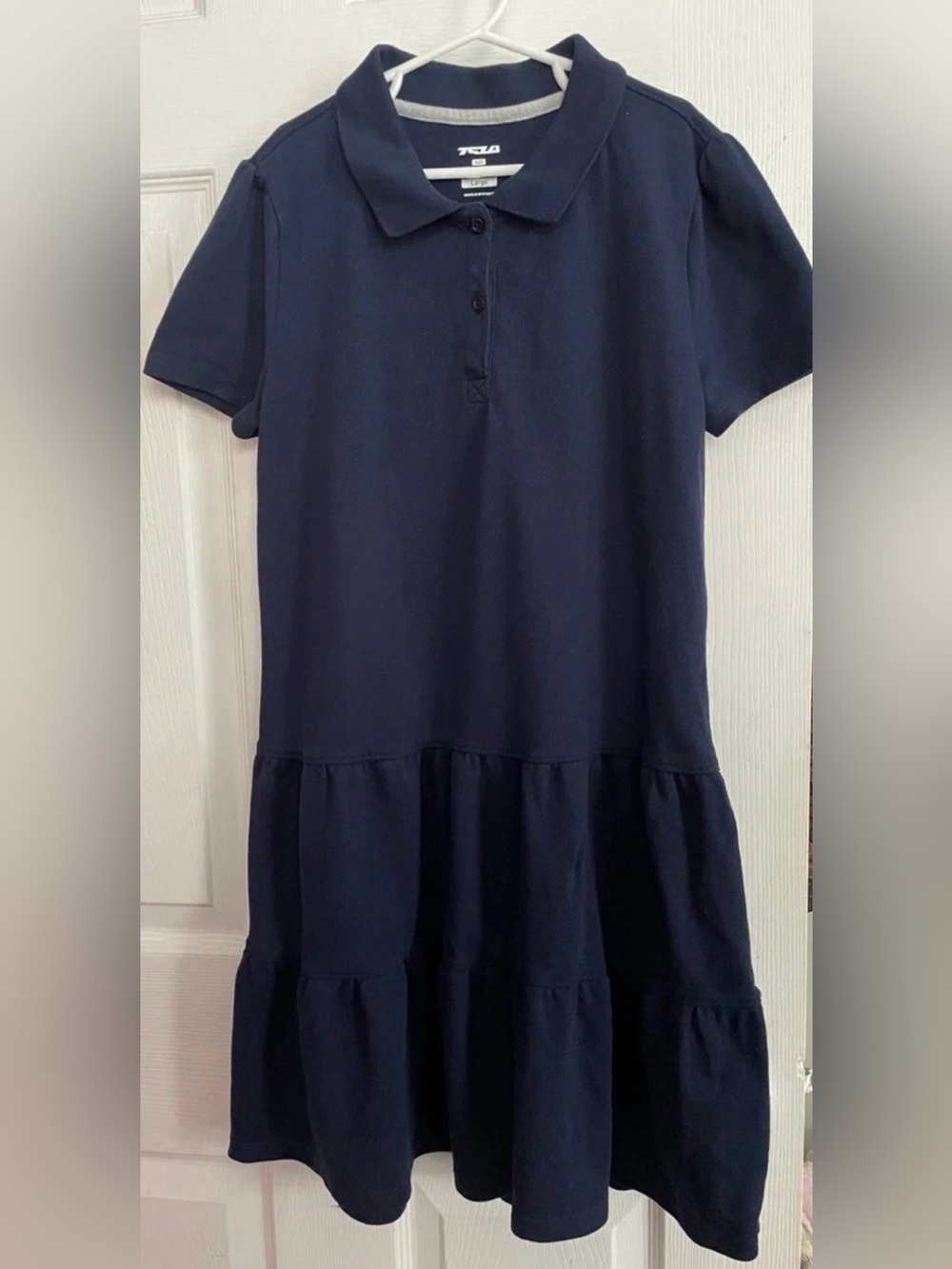 TSLA Girls Dress Navy Blue Uniform School Tiered Size Large 14/16
